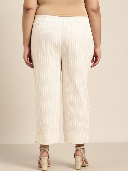 Women's Natural Cotton Flex Striped Straight Pant