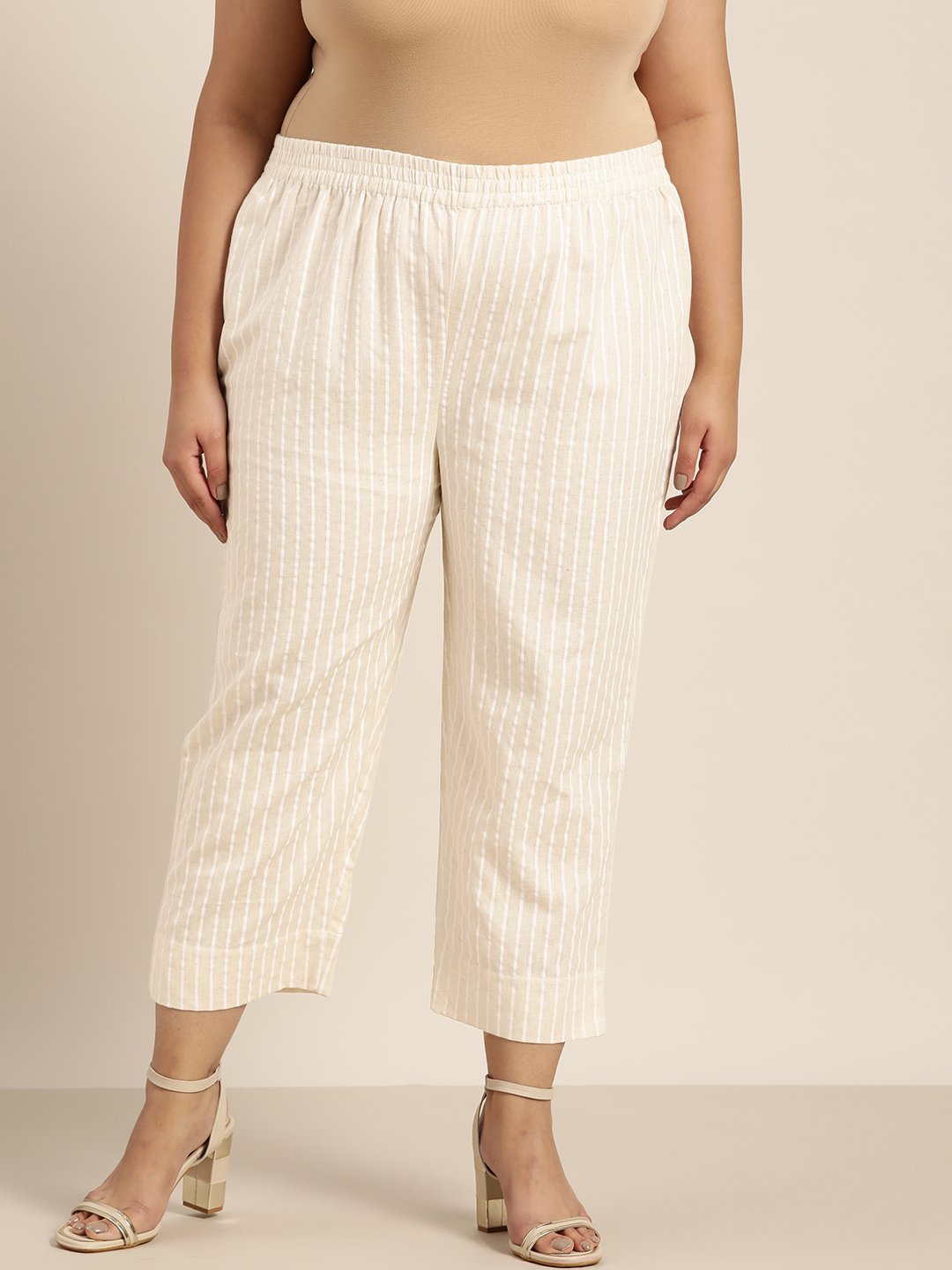 Women's Natural Cotton Flex Striped Straight Pant