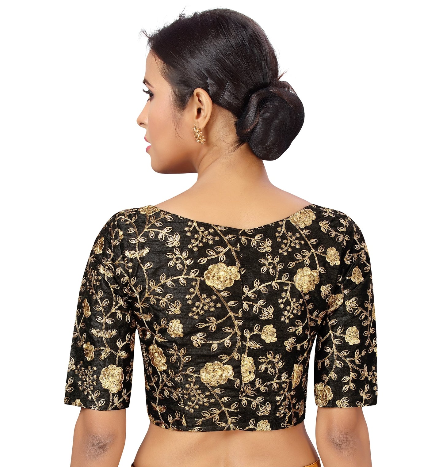Women Black Silk Saree Blouse by Shr