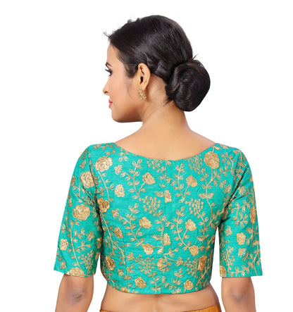 Women Light Blue Saree Blouse by Shr