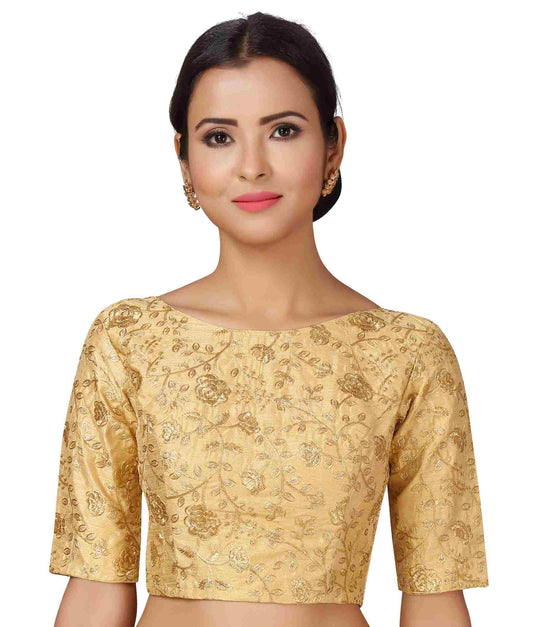 Women Gold Wedding Saree Blouse by Shr
