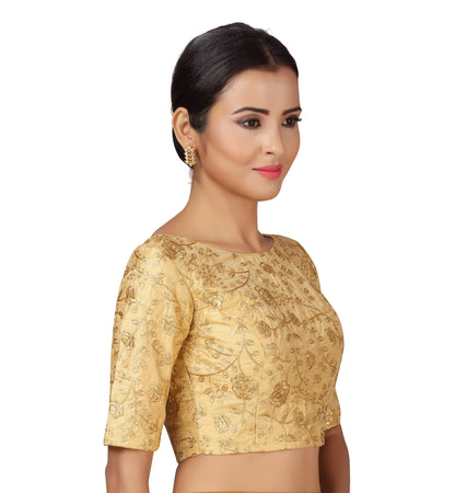 Women Gold Wedding Saree Blouse by Shr