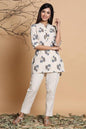 Natural Cotton Flex Printed High Low Kurta With Mask