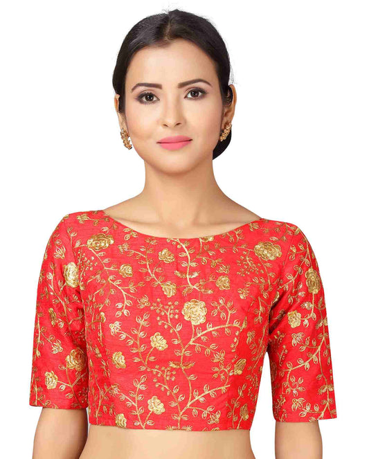 Women's Red Wedding Saree Blouse by Sh