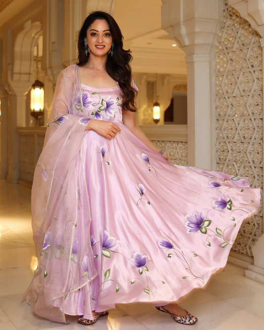 Women's Pretty Purple Handpainted Suit Set