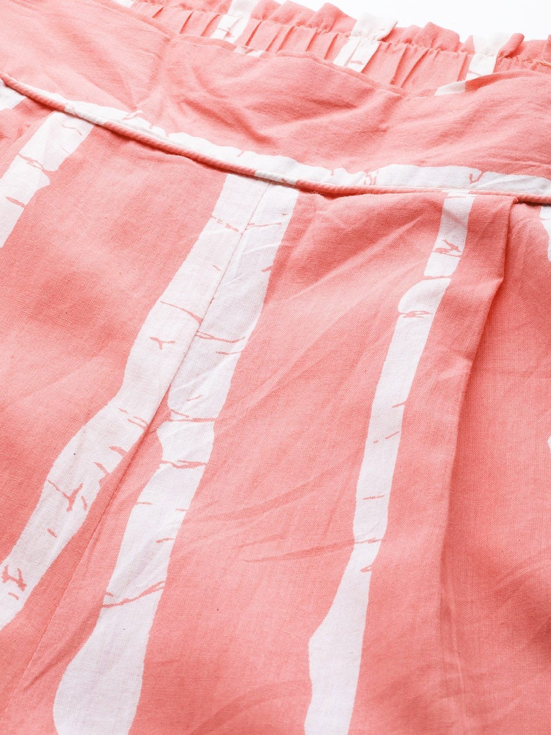 Women's  Pink & White Striped Flared Palazzos