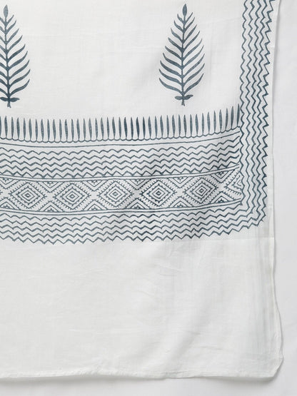 Women's Blue And White Straight Kurta Set