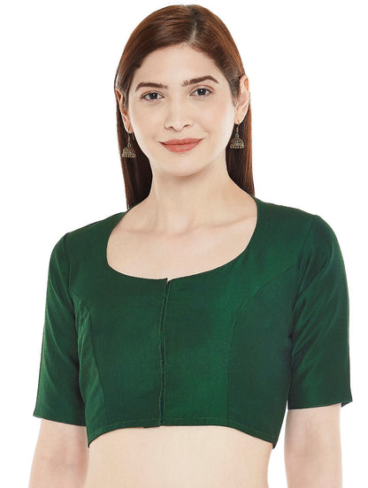 Women's Polyester Solid Short Sleeve Saree Blouse.