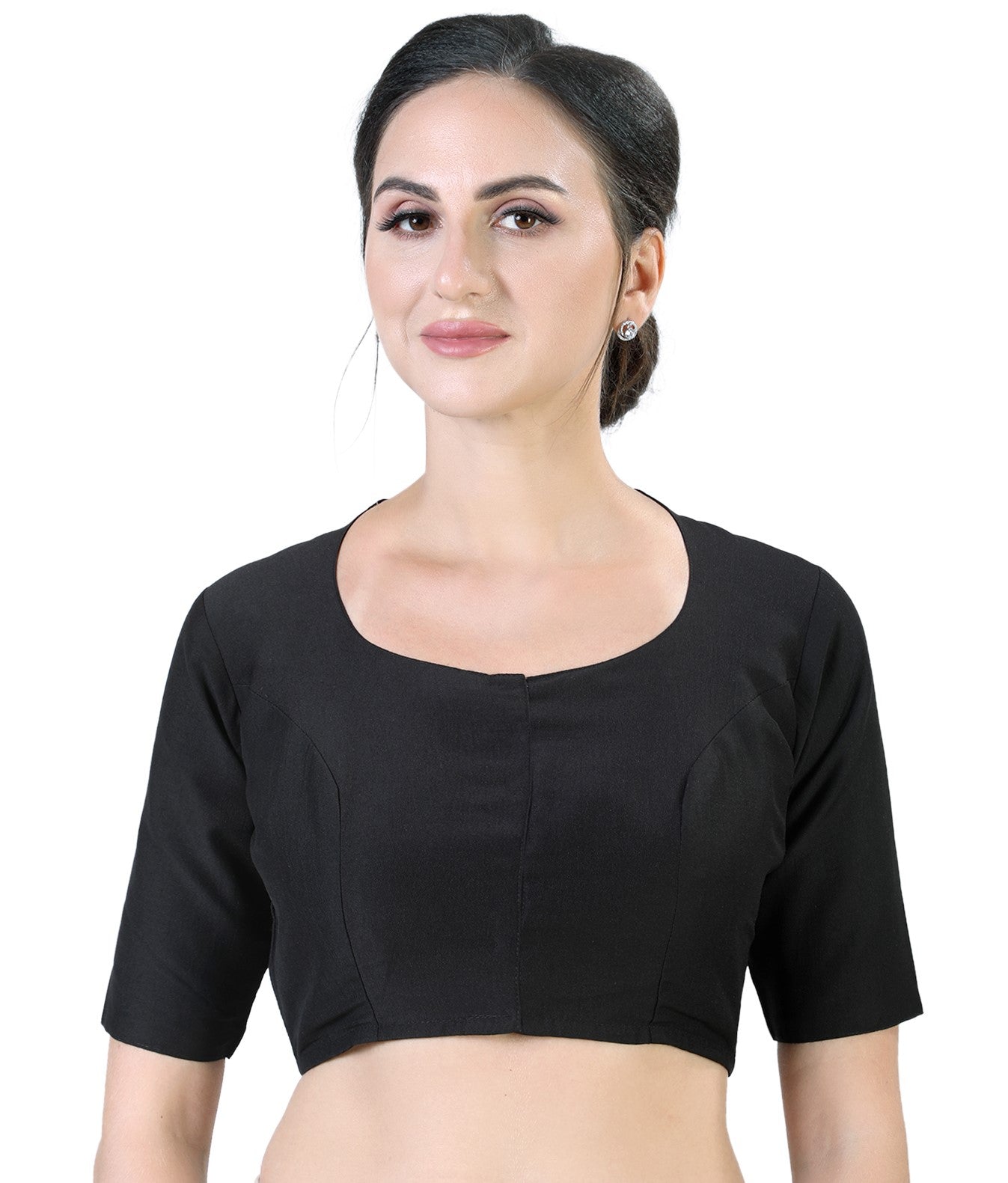 Women's Polyester Solid Short Sleeve Saree Blouse.