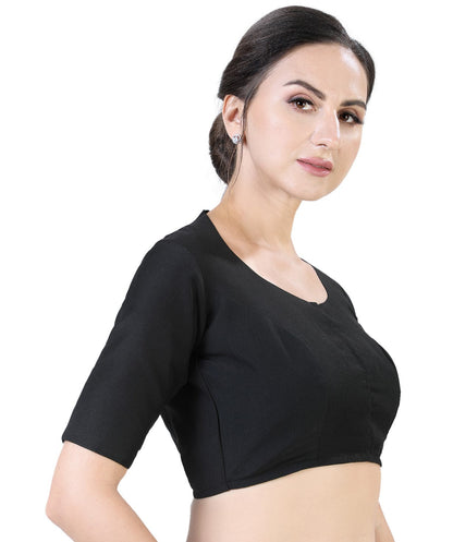 Women's Polyester Solid Short Sleeve Saree Blouse.