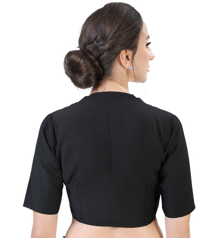 Women's Polyester Solid Short Sleeve Saree Blouse.
