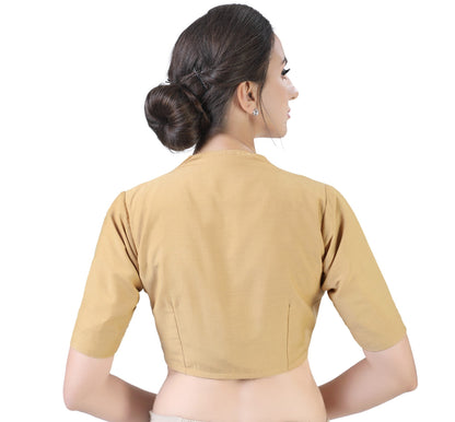 Women's Polyester Solid Short Sleeve Saree Blouse.