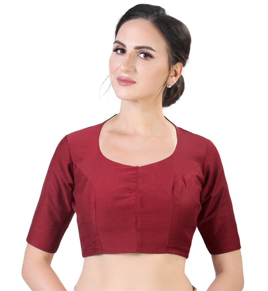 Women's Polyester Solid Short Sleeve Saree Blouse.