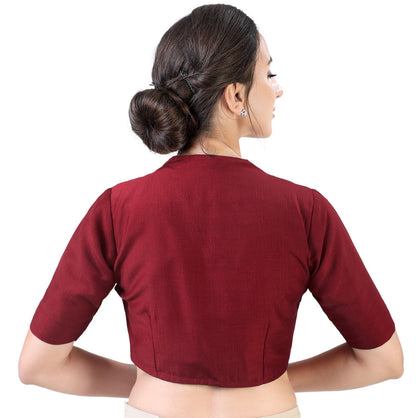 Women's Polyester Solid Short Sleeve Saree Blouse.