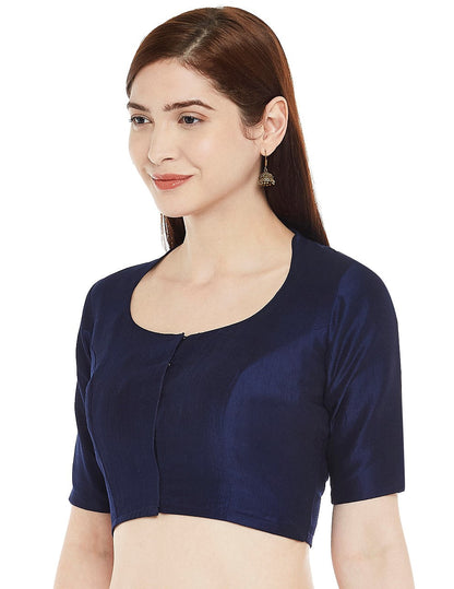 Women's Polyester Solid Short Sleeve Saree Blouse.