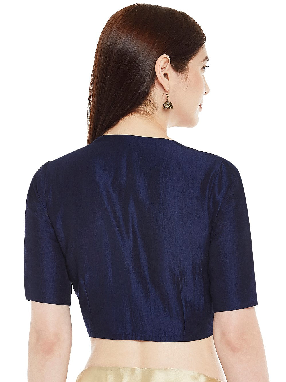 Women's Polyester Solid Short Sleeve Saree Blouse.
