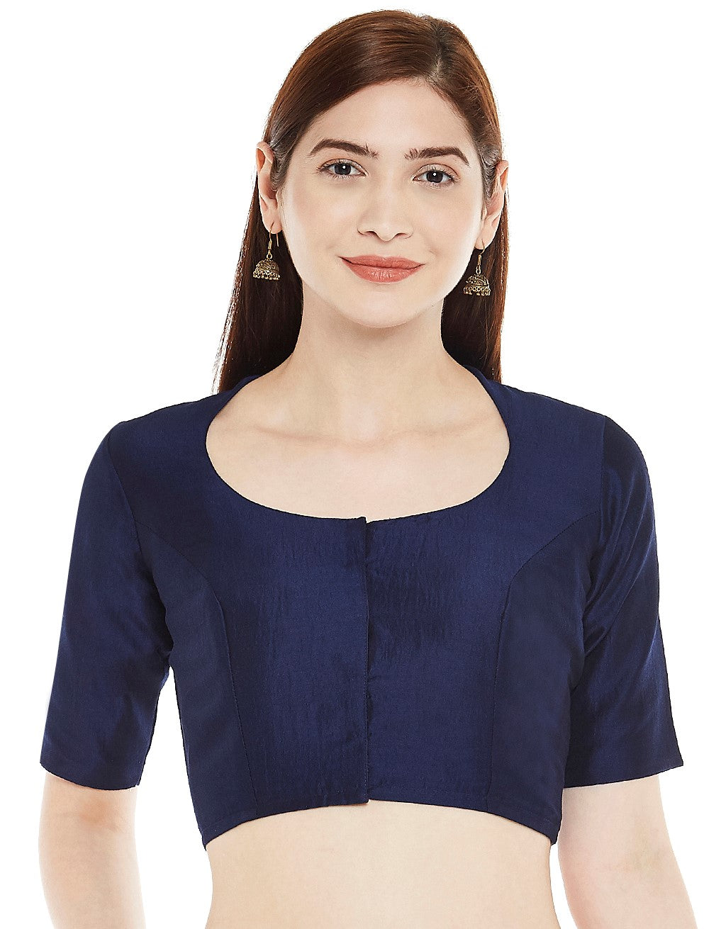 Women's Polyester Solid Short Sleeve Saree Blouse.