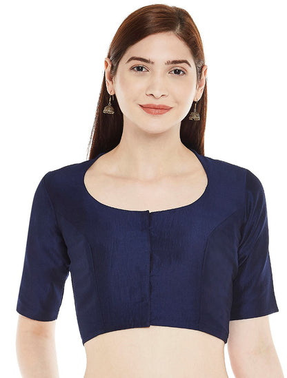 Women's Polyester Solid Short Sleeve Saree Blouse.