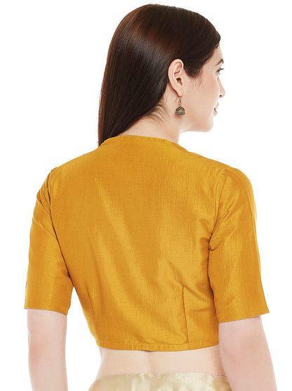 Women's Polyester Solid Short Sleeve Saree Blouse.