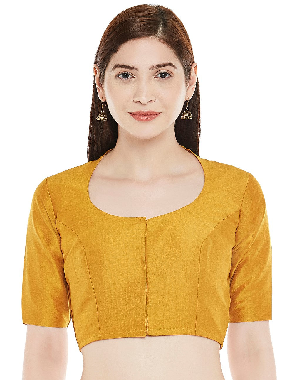 Women's Polyester Solid Short Sleeve Saree Blouse.