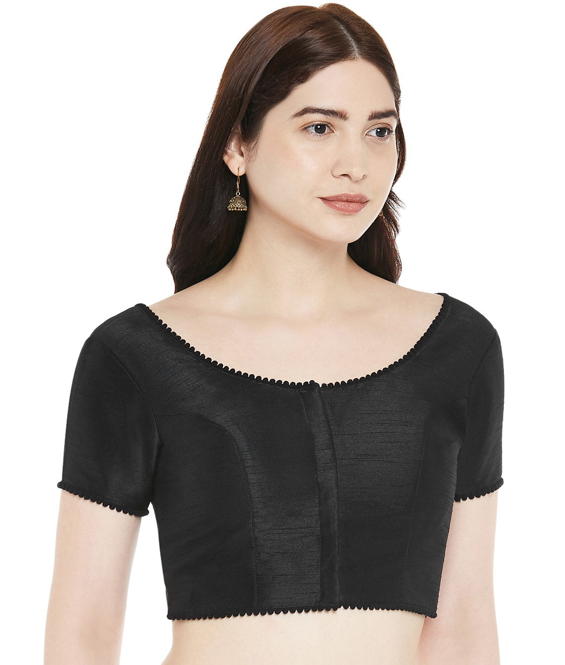Women's Polyester Solid Short Sleeve Saree Blouse.