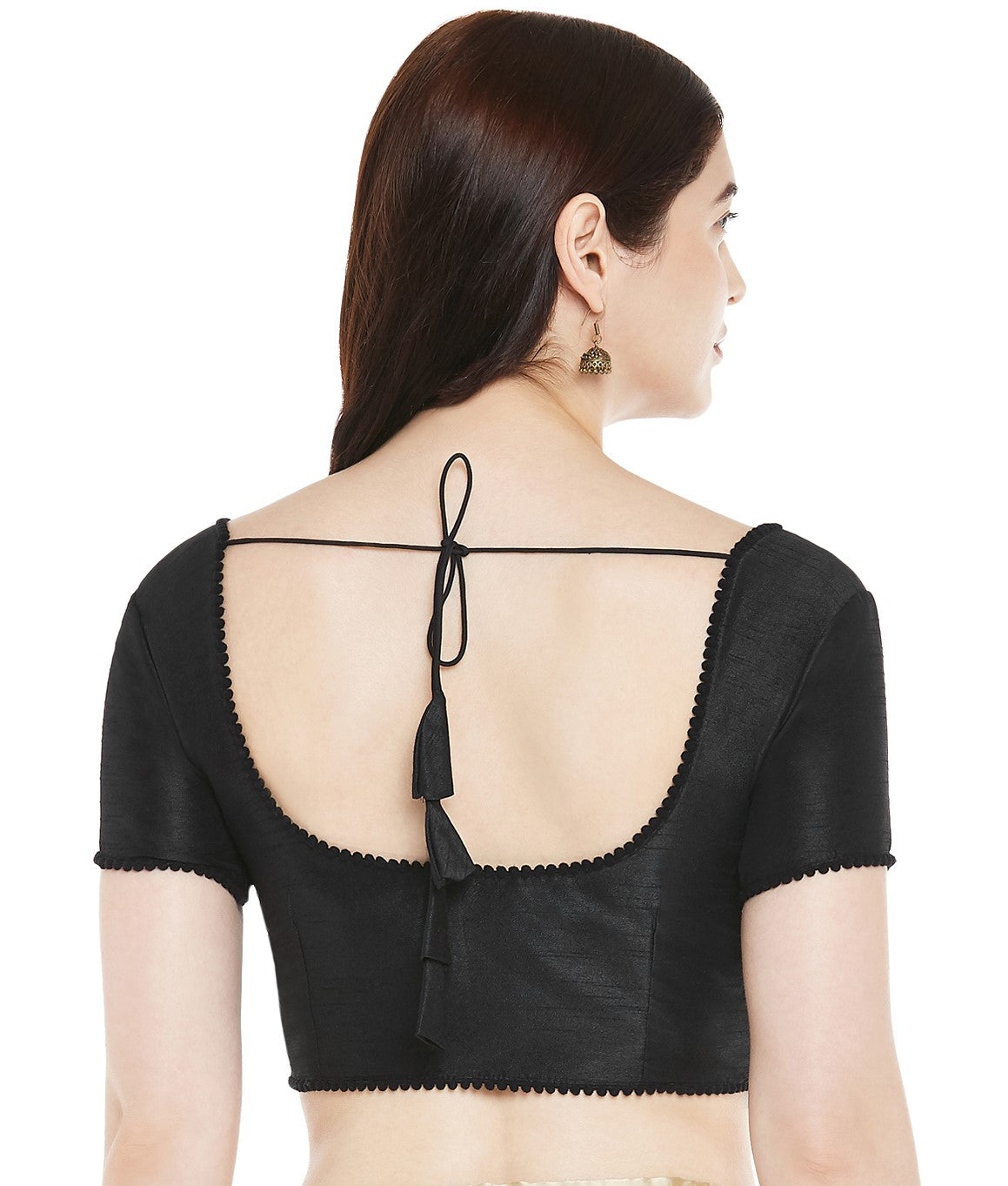 Women's Polyester Solid Short Sleeve Saree Blouse.