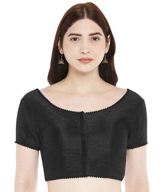 Women's Polyester Solid Short Sleeve Saree Blouse.
