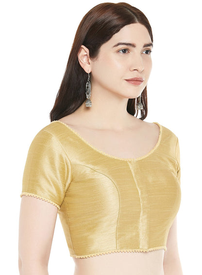 Women's Polyester Solid Short Sleeve Saree Blouse.