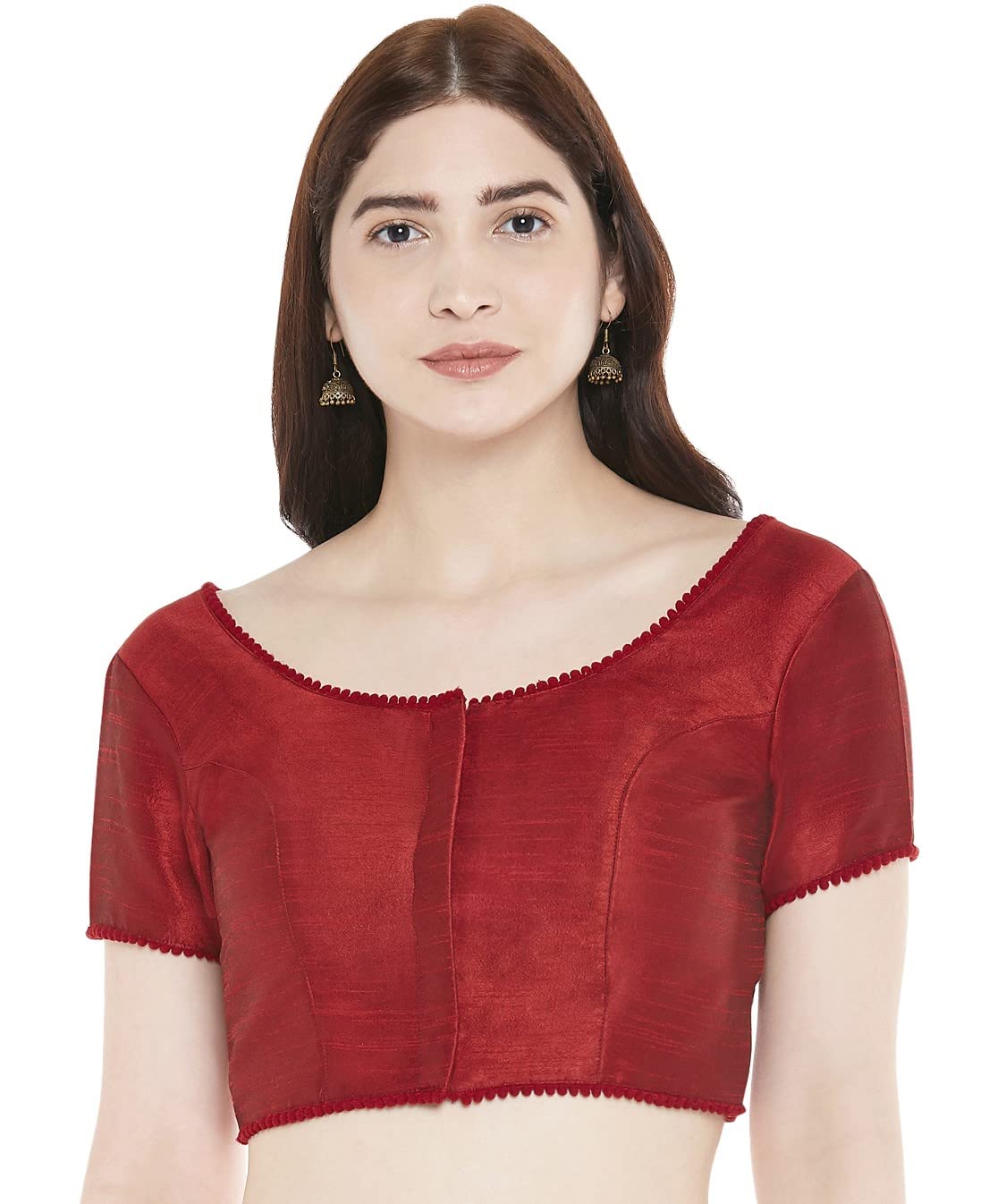 Women's Polyester Solid Short Sleeve Saree Blouse.