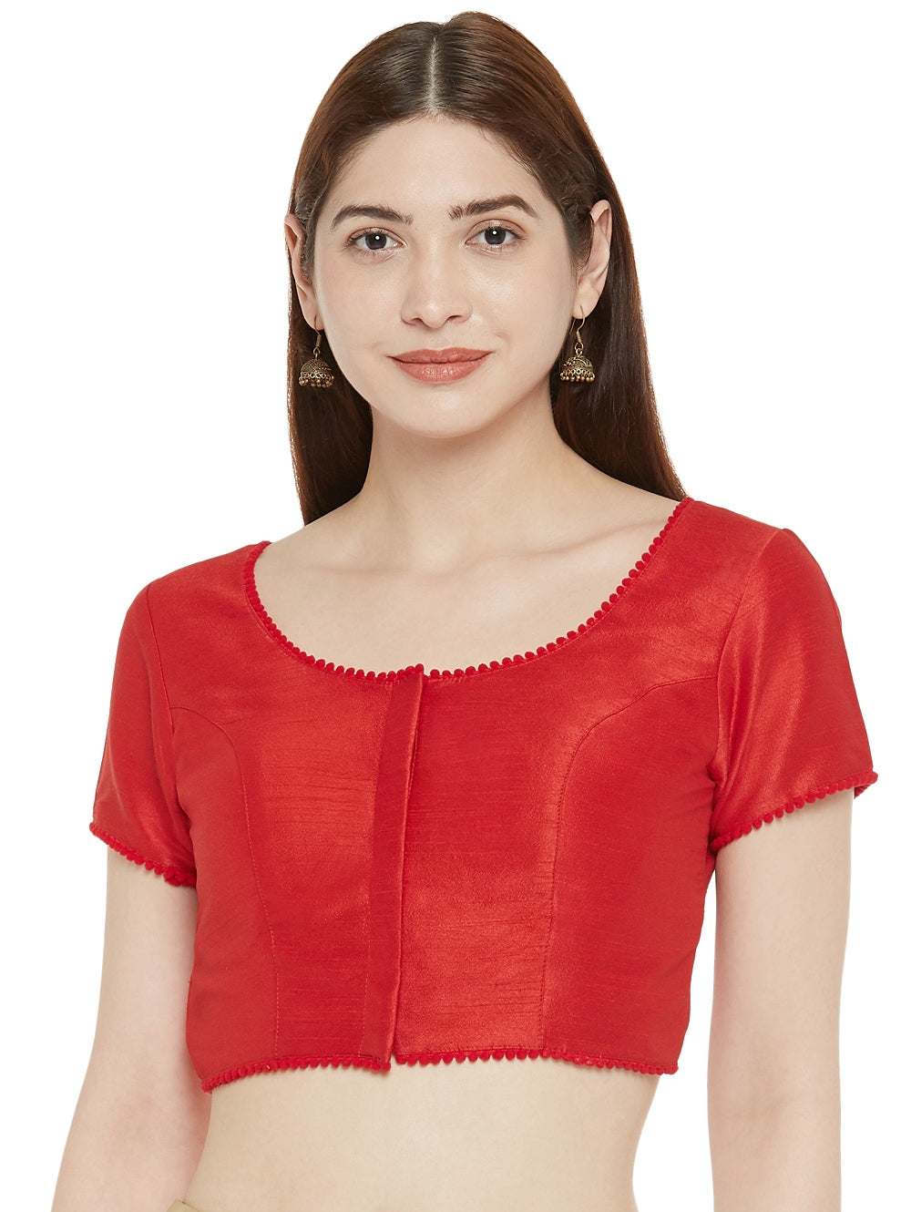 Women's Polyester Solid Short Sleeve Saree Blouse.