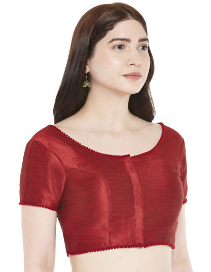 Women's Polyester Solid Short Sleeve Saree Blouse.