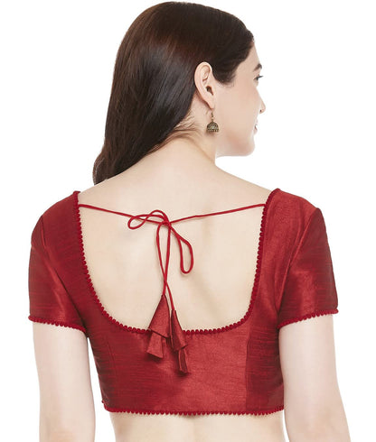 Women's Polyester Solid Short Sleeve Saree Blouse.