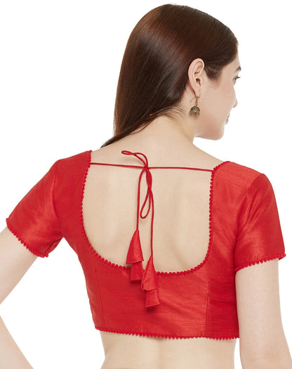 Women's Polyester Solid Short Sleeve Saree Blouse.