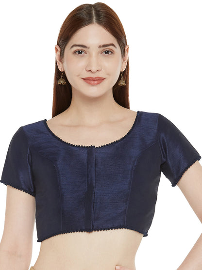 Women's Polyester Solid Short Sleeve Saree Blouse.