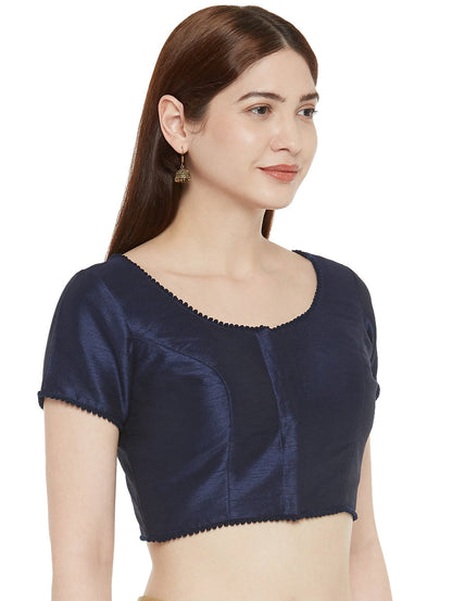Women's Polyester Solid Short Sleeve Saree Blouse.