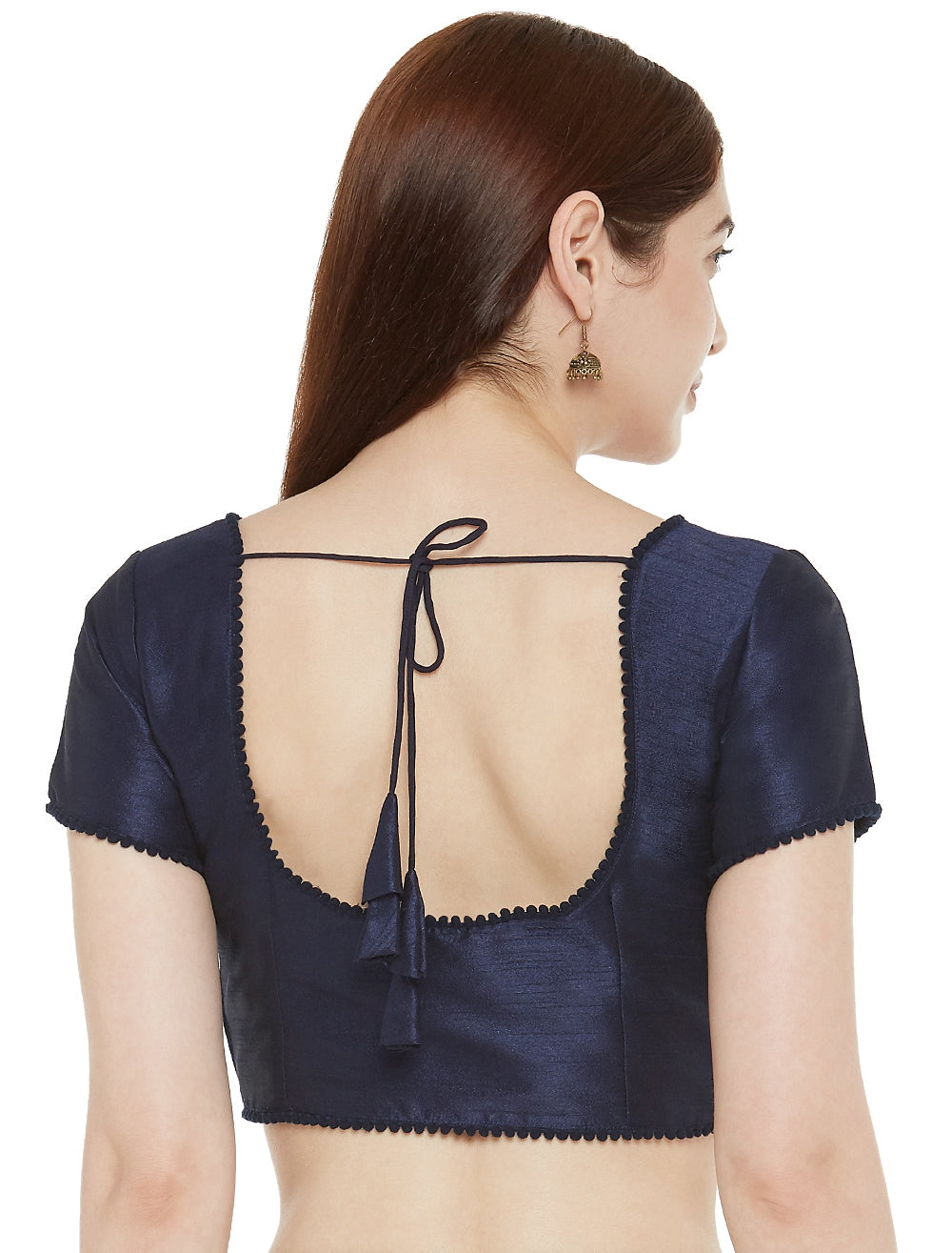 Women's Polyester Solid Short Sleeve Saree Blouse.