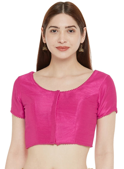 Women's Polyester Solid Short Sleeve Saree Blouse.