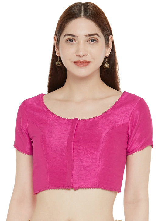 Women's Polyester Solid Short Sleeve Saree Blouse.