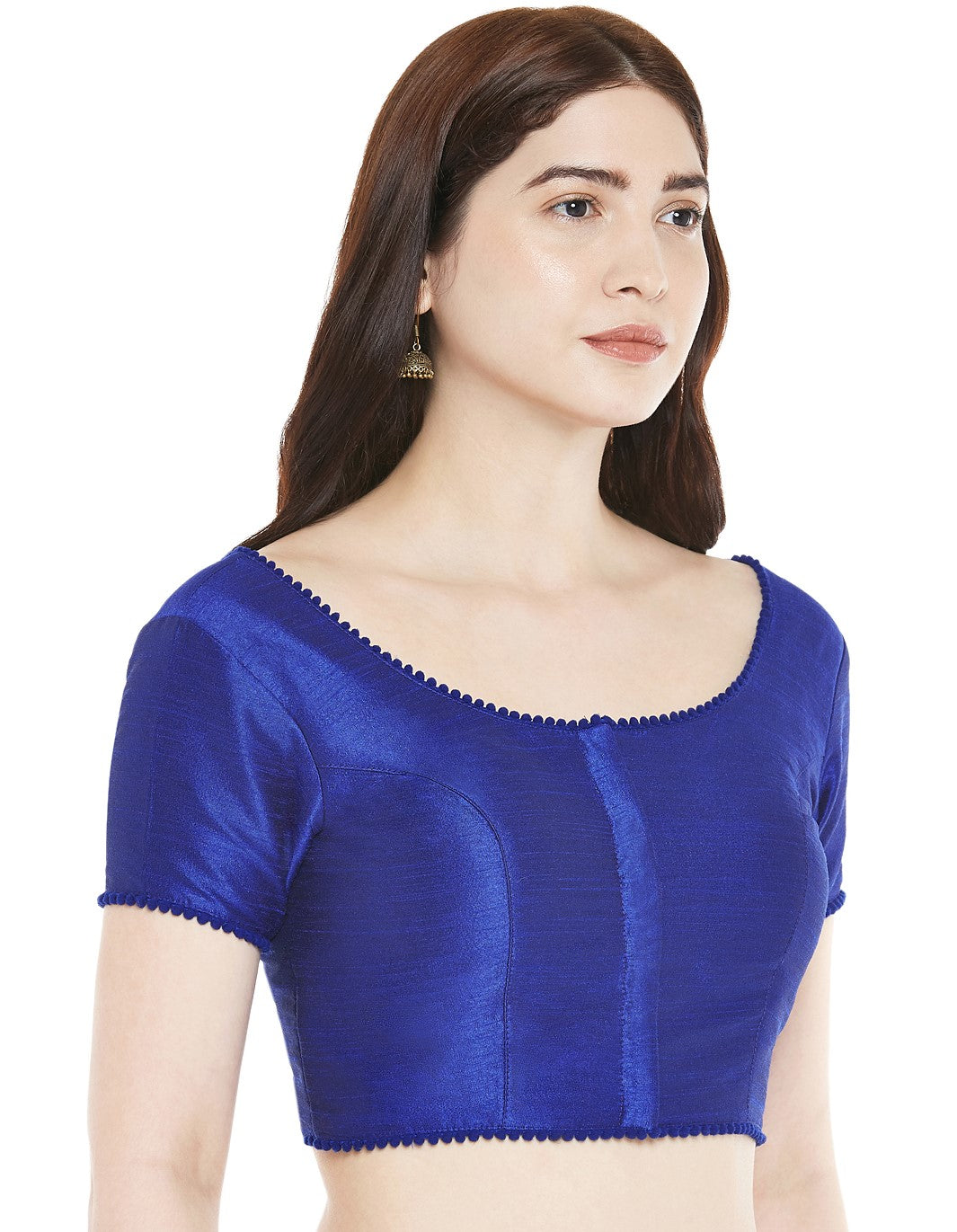 Women's Polyester Solid Short Sleeve Saree Blouse.