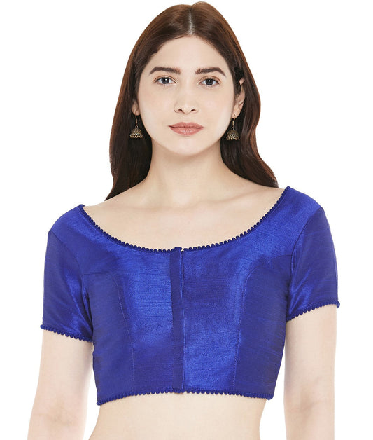 Women's Polyester Solid Short Sleeve Saree Blouse.