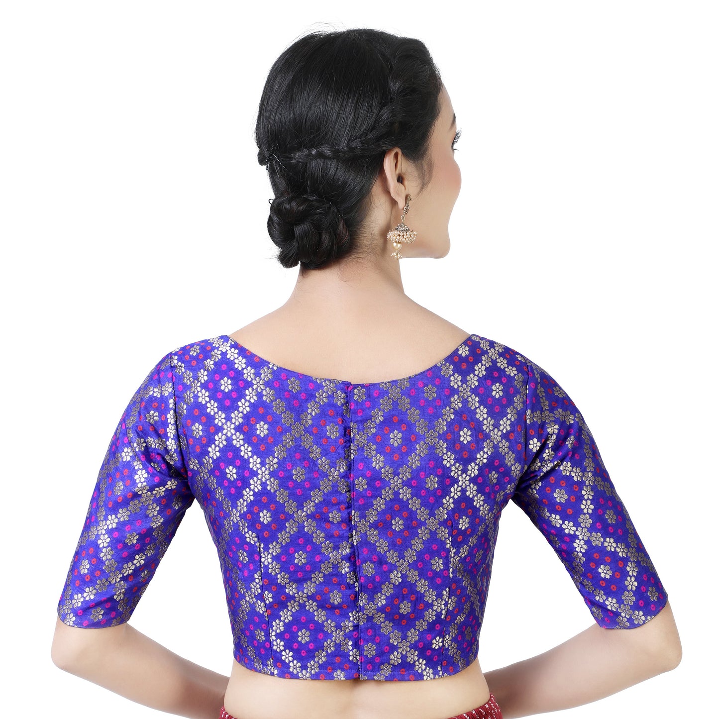 Women's Royal Blue Bandhni Brocade Blouse by Shringaa