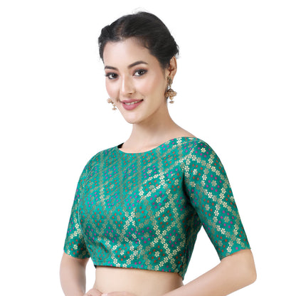 Womes Rama Green Saree Blouse by Shr