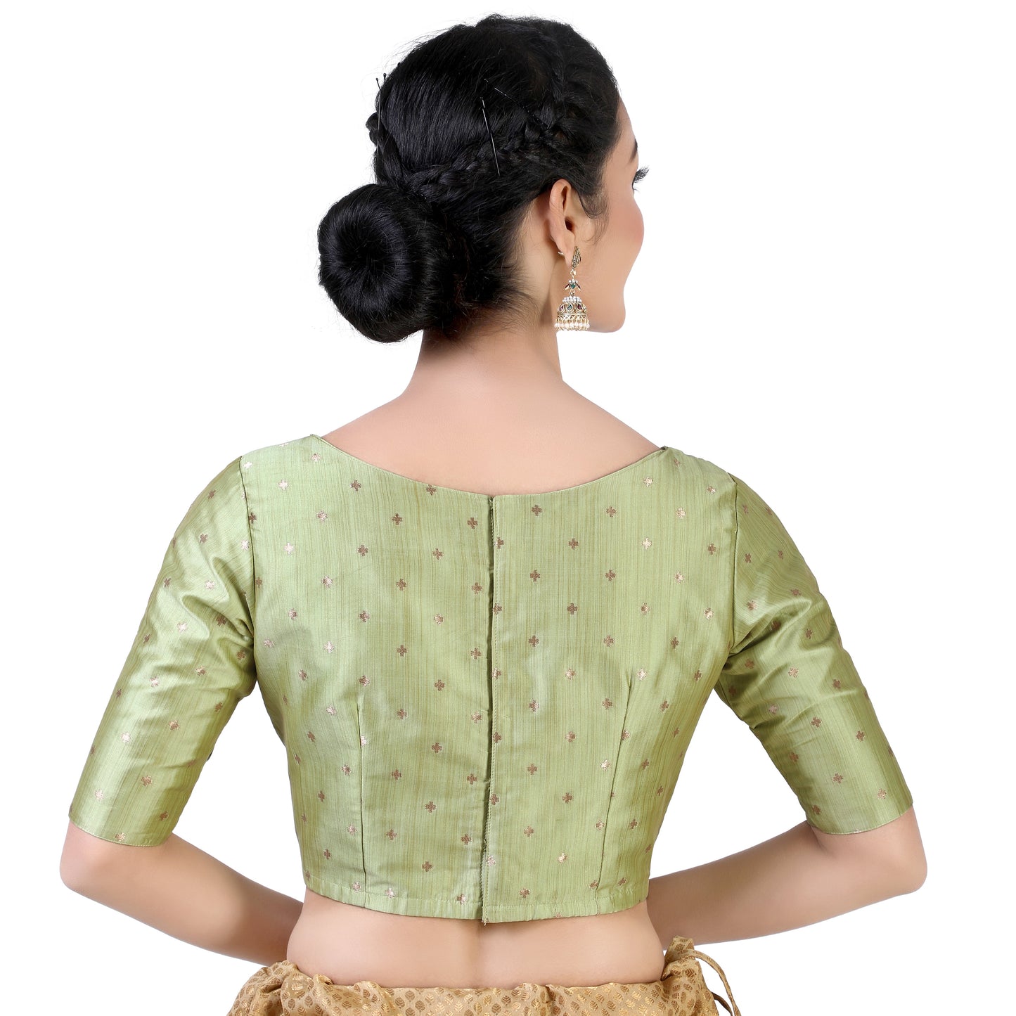 Women Pista Green Saree Blouse by Shr