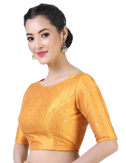 Women's Orange Brocade Blouse by Shringaa