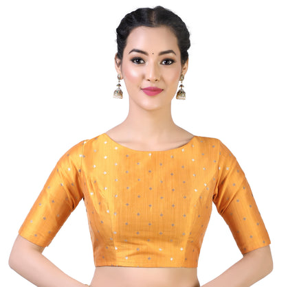 Women's Orange Brocade Blouse by Shringaa