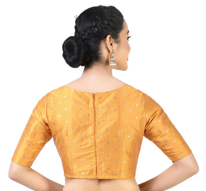 Women's Orange Brocade Blouse by Shringaa