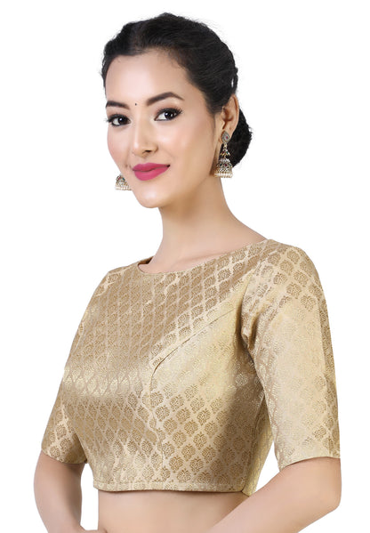 Women Gold Brocade Saree Blouse by Shr