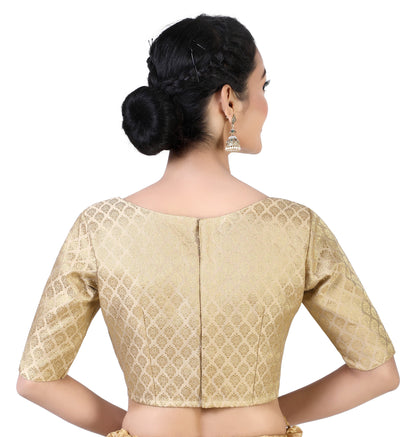 Women Gold Brocade Saree Blouse by Shr