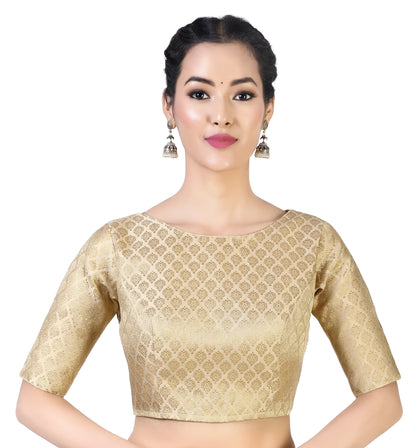 Women Gold Brocade Saree Blouse by Shr