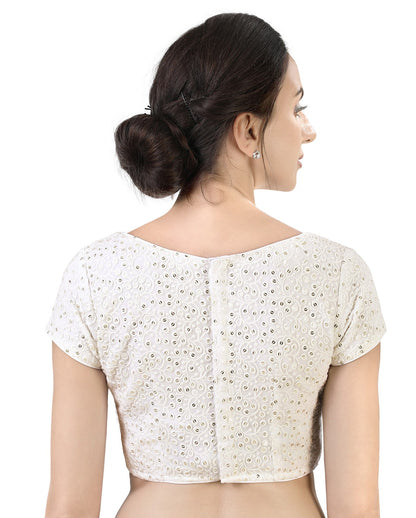 Women's White Chikankari Blouse by Shringaa